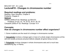 Lecture#19 - Changes in chromosome number