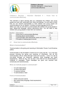 Children's Services - Induction Standard 1 – Principles and Values