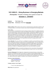 Course Proposal: Doing Business in Emerging Markets