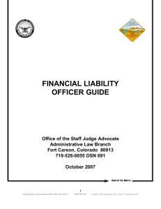 FINANCIAL LIABILITY OFFICER GUIDE Office of the Staff