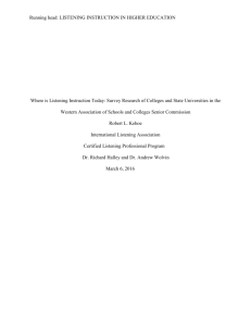 Where is Listening Instruction Today: Survey Research of Colleges