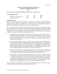 Issue: ASU 2014-15: Presentation of Financial Statements – Going
