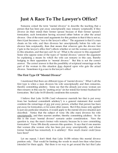 Mental Divorce - Is It A Race To The Lawyer's Office