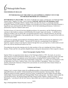 FOR IMMEDIATE RELEASE PITTSBURGH BALLET THEATRE'S