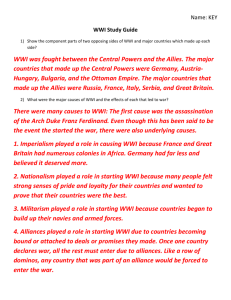 Name: KEY WWI Study Guide 1) Show the component parts of two