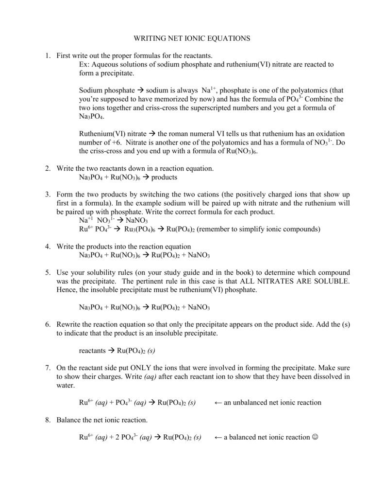 Writing net ionic equations: Within Net Ionic Equations Worksheet