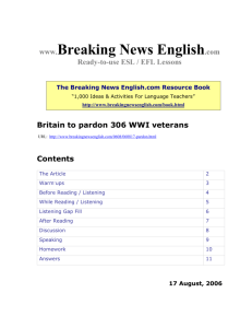Britain to pardon 306 WWI veterans