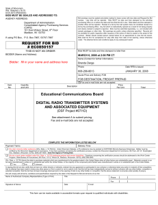 Request for Bid and Standard Terms and Conditions