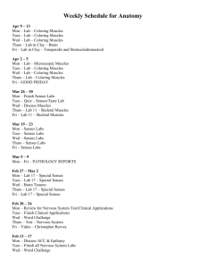 Weekly Schedule for Anatomy Apr 9 – 13 Mon – Lab – Coloring