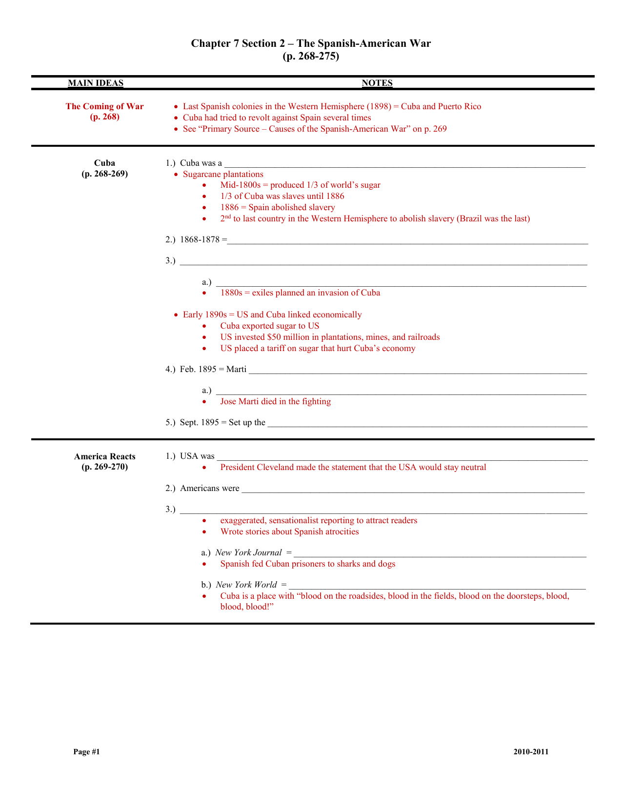 Chapter 211 Section 21 – The Spanish-American War (p. 2168 Pertaining To Spanish American War Worksheet
