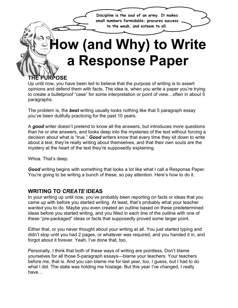 how to write an response paper