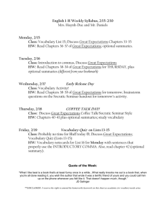 English 1-H Weekly Syllabus, 2/20-2/25