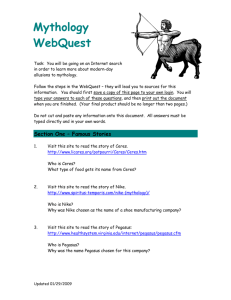 Mythology Webquest