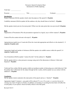 Persuasive Speech Evaluation Form Revision