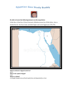 Be able to locate the following features on the map below: 1 Nile