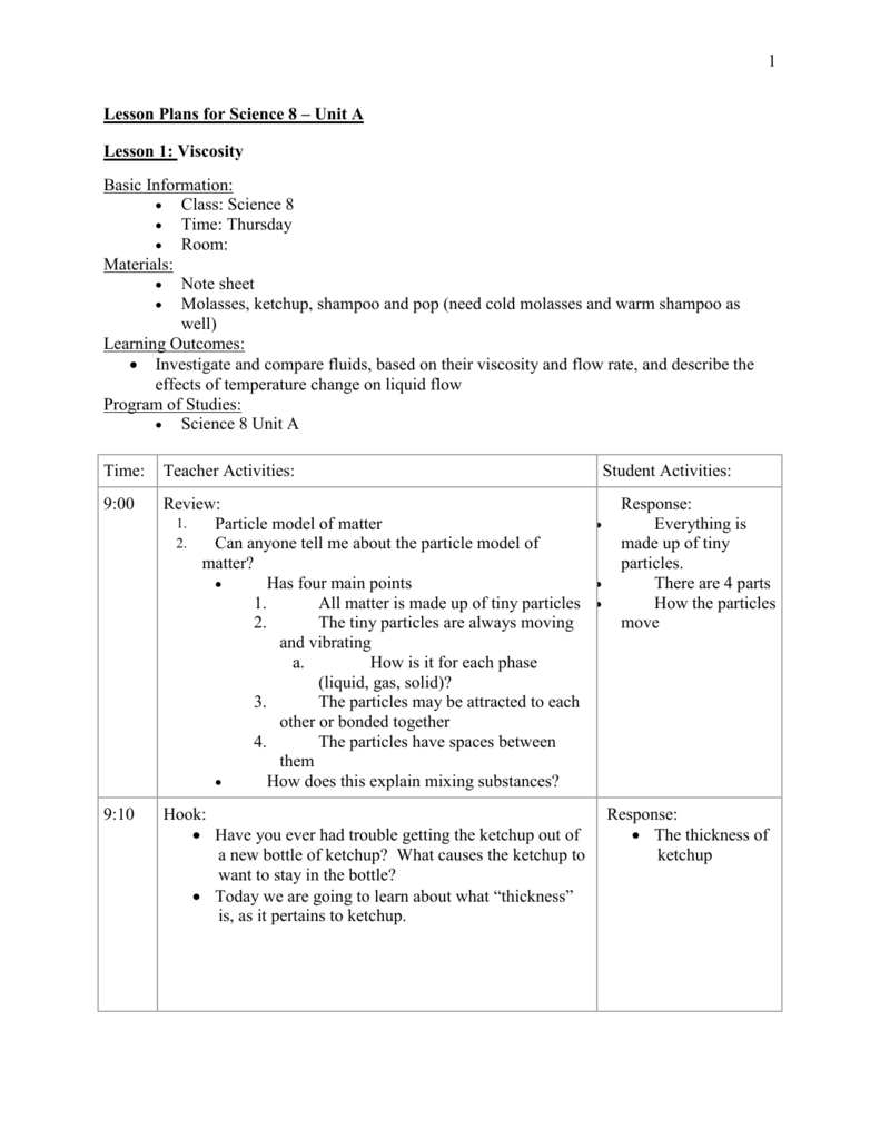 Grade 8 Lesson Plans