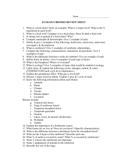 Student worksheet for Biomes