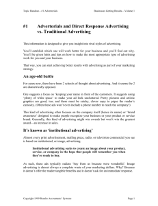 1 Advertorials and Direct Response Advertising vs. Traditional