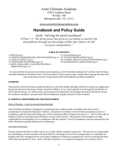 Student Handbook - aretechristianacademy