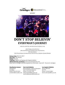 Press Notes - Don't Stop Believin' : Everyman's Journey