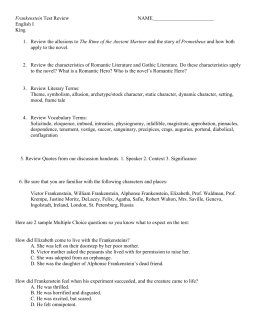 Major Works Data Sheet Frankenstein