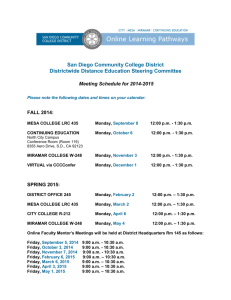SDCCD Online Steering Committee Meeting Schedule for '05-'06