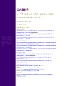 MQTT and the NIST Cybersecurity Framework Version 1.0