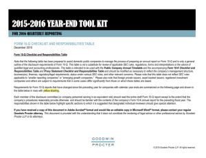 Form 10-Q Checklist and Responsibilities Table