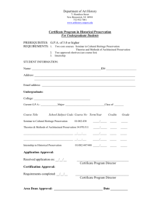 Certificate Program in Historical Preservation