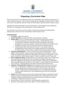 Career and Employment Service Preparing a Curriculum Vitae The
