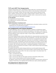 TCP and UDP Port Assignments