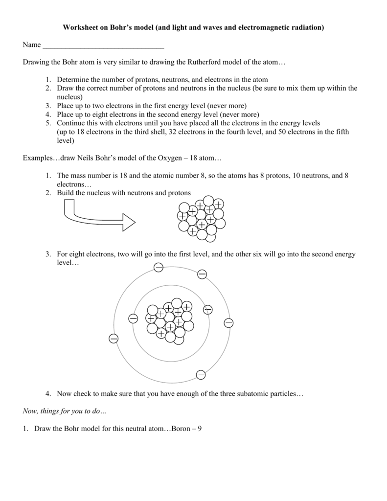 Worksheet on Bohr