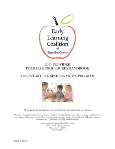 Voluntary Prekindergarten Provider Policy and Procedure Manual