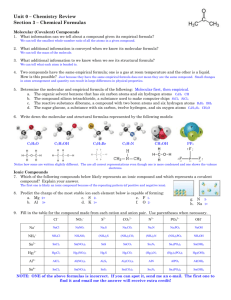 Unit 1 – Atomic Theory and Structure