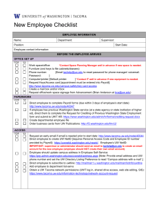New Employee Checklist - University of Washington Tacoma