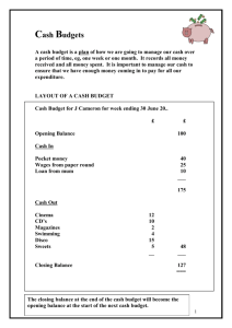 Cash Budgets - Bannerman High School