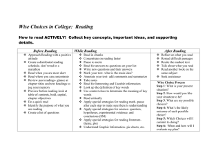 Wise Choices in College: Reading