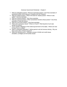 American Government Worksheet – Chapter 4