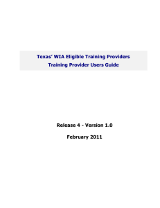 Training Provider Users Guide