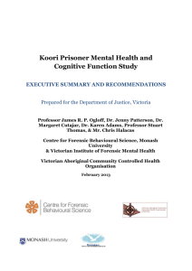 Exec Summary - Koori Prisoner Mental Health and Cognitive