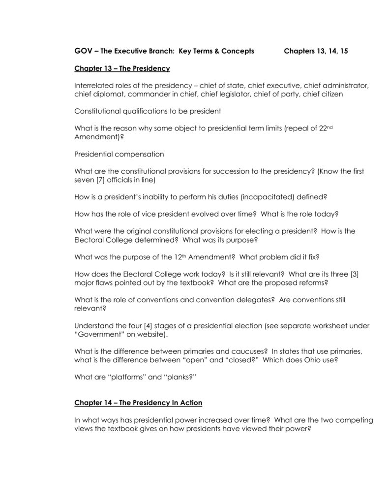 31 The Roles Of The President Worksheet Answers ...