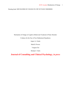 Mechanism of Change in Panic Disorder: Evidence for the Fear of