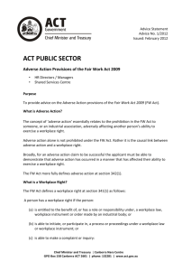 Adverse Action Provisions of the Fair Work Act 2009