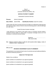 Notice of Intent to Marry - Queensland Corrective Services