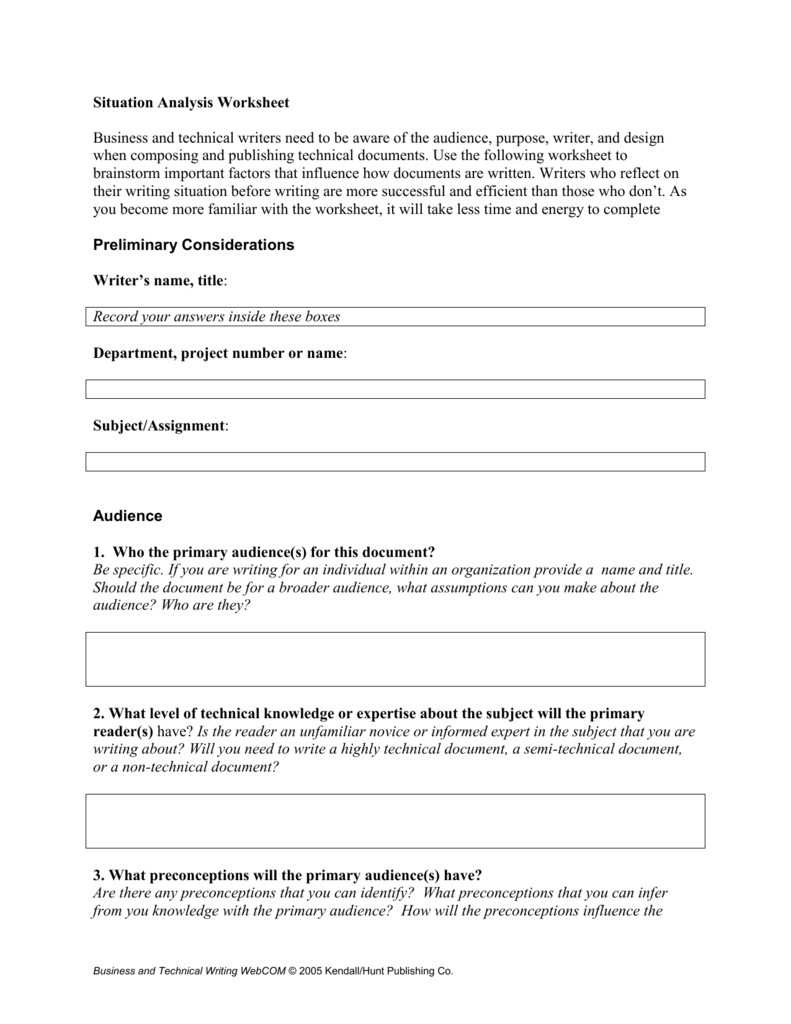 Audience Analysis Worksheet - unlv-tech With Written Document Analysis Worksheet Answers