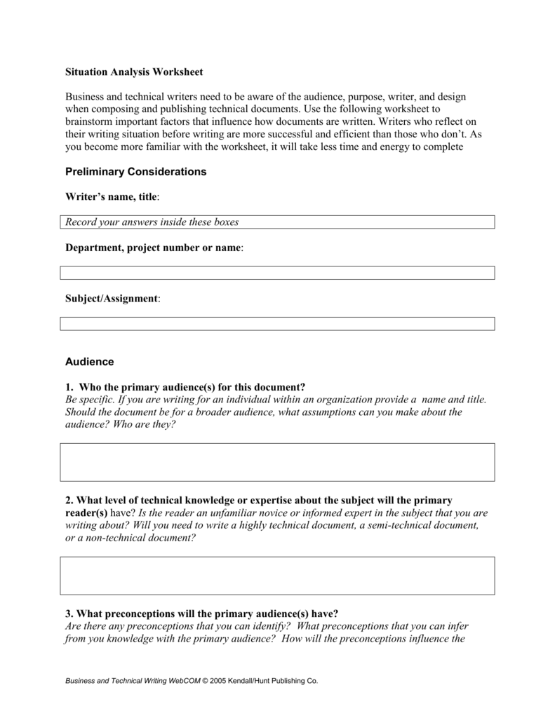 Audience Analysis Worksheet - unlv-tech With Regard To Written Document Analysis Worksheet Answers