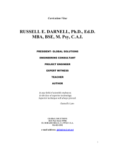 Curriculum Vitae RUSSELL E. DARNELL, Ph.D., Ed.D. MBA, BSE, M