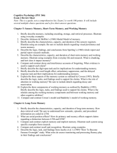 Exam 2 Study Guide - the Department of Psychology at Illinois State