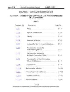 section 7 – undefinitized contract actions and unpriced change orders