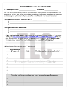 Tukwut Leadership Circle (TLC) Tracking Sheet: TLC Participant